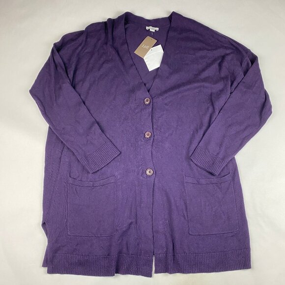 NWT J. Jill V-Neck Long Cardigan Sweater Women's Size Large Purple - Picture 3 of 14